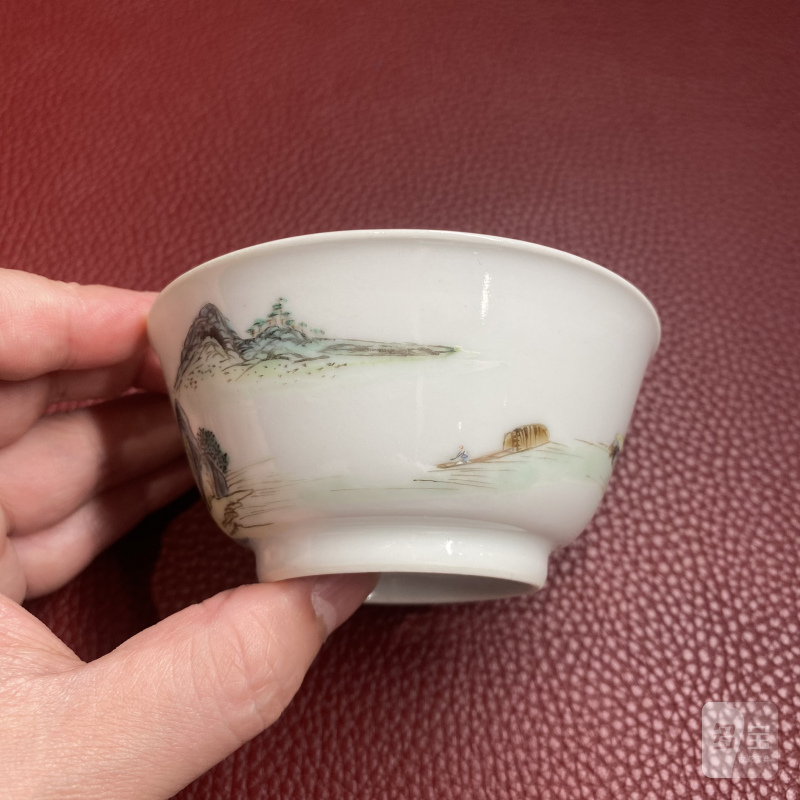 清乾隆 粉彩山水楼阁图杯 - 图7